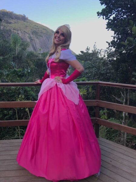 FANTASIA PRINCESA BELA ADORMECIDA LONGO COM LUVA ADULTO