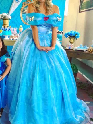 Fantasia Vestido Da Princesa Cinderela Adulto Luxo Com Luva