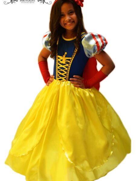 FANTASIA PRINCESA BRANCA DE NEVE LONGO COM LUVA E CAPA