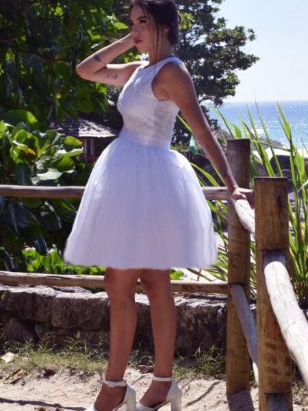 VESTIDO DE NOIVA CURTO CASAMENTO NA PRAIA CIVIL OU ENSAIO PRÉ WEDDING