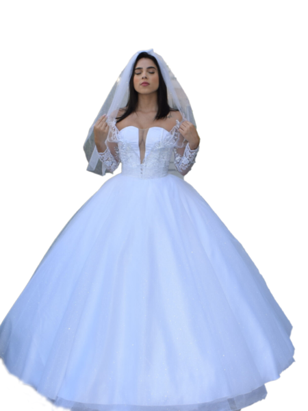 VESTIDO DE NOIVA OU 15 ANOS MODELO PRINCESA SAIA COM 6 METROS DECOTADO